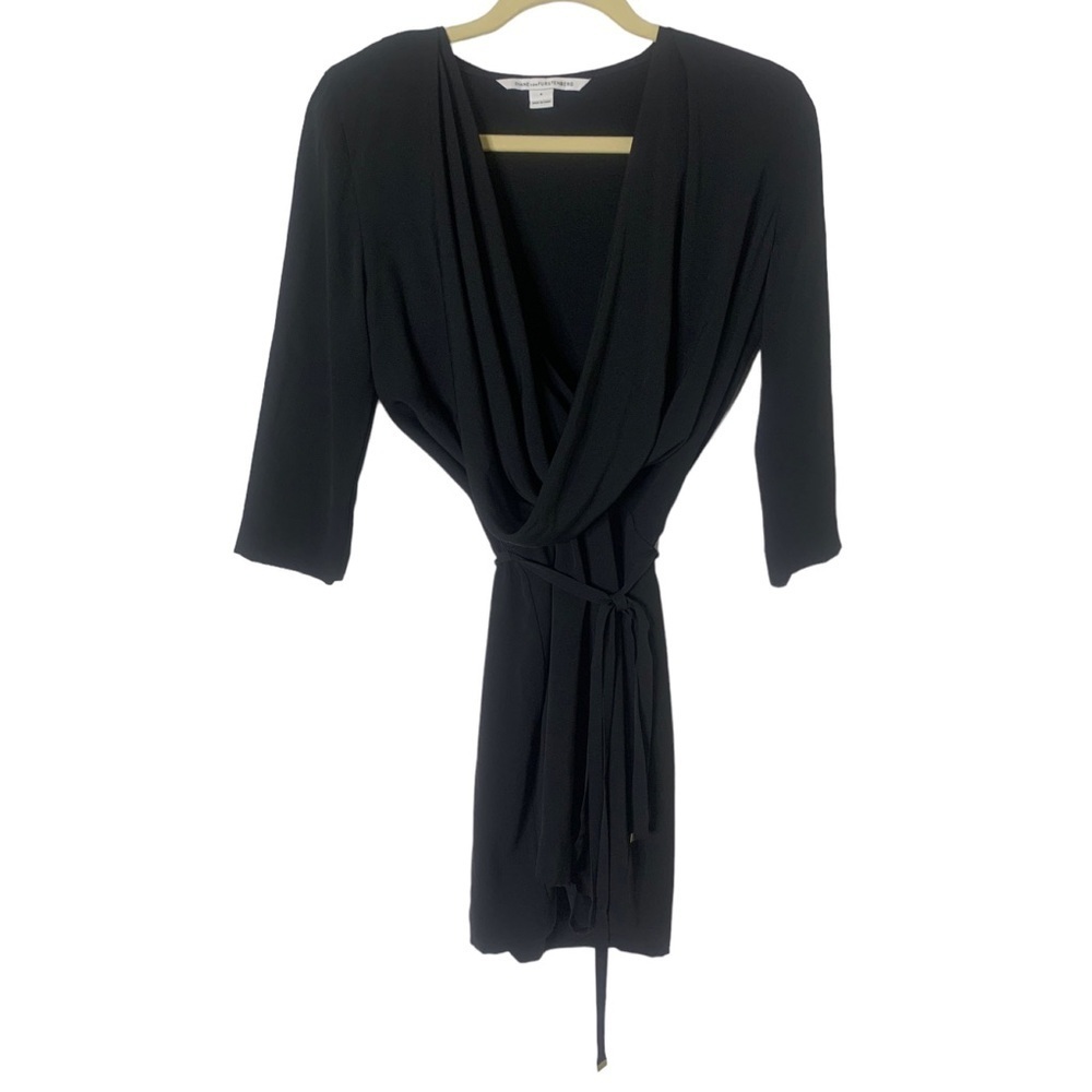BLACK Diane Von Furstenberg Size 4 100% Silk Rachel Lily Crepe Dress